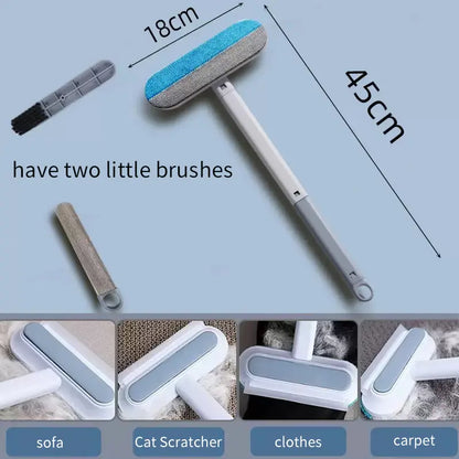 4-in-1 Pet Hair Removal Tool - Multi-Functional, Reusable Lint Cleaner with Extra Long Handle for Efficient Removal of Dog and Cat Hair from Furniture, Carpets, Clothing, Bedding, Cars, and Windows