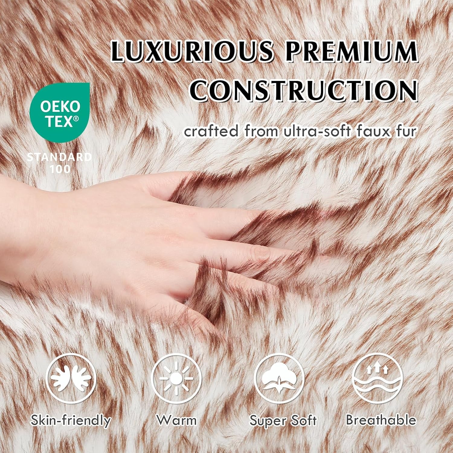Dog Bed Rug for Large Dogs, Faux Fur Orthopedic 50"X30" Waterproof Fluffy Dog Beds Luxury, Washable Fuzzy Fur Rug Soft Flat Pet Furry Dog Bed, Brown