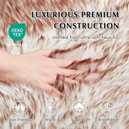 Dog Bed Rug for Large Dogs, Faux Fur Orthopedic 50"X30" Waterproof Fluffy Dog Beds Luxury, Washable Fuzzy Fur Rug Soft Flat Pet Furry Dog Bed, Brown