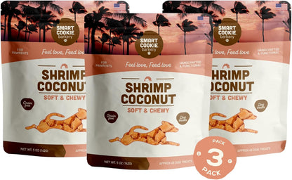 All Natural Dog Treats - Shrimp & Coconut - Training Treats for Dogs with Allergies, Sensitive Stomachs - Soft Dog Treats, Chewy, Grain Free, Human-Grade, Made in USA - 5Oz, Pack of 3