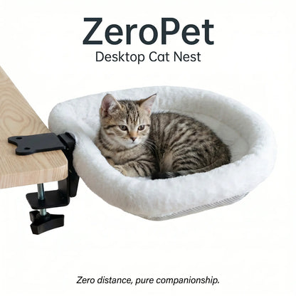 ZERO PET Cat Desk Hammock Bed - Rotating Cat Bed Fordesk or Table,Upgraded Clamp with Spongepad, Holds up to 45LBS, Soft & Sturdy Catnest for Indoor Cats Machine Washable