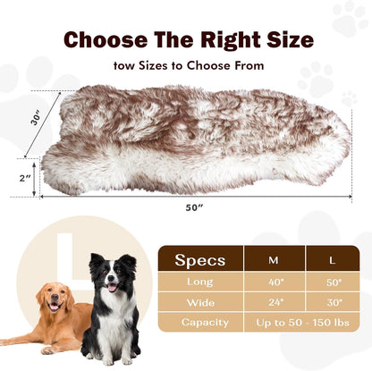 Dog Bed Rug for Large Dogs, Faux Fur Orthopedic 50"X30" Waterproof Fluffy Dog Beds Luxury, Washable Fuzzy Fur Rug Soft Flat Pet Furry Dog Bed, Brown