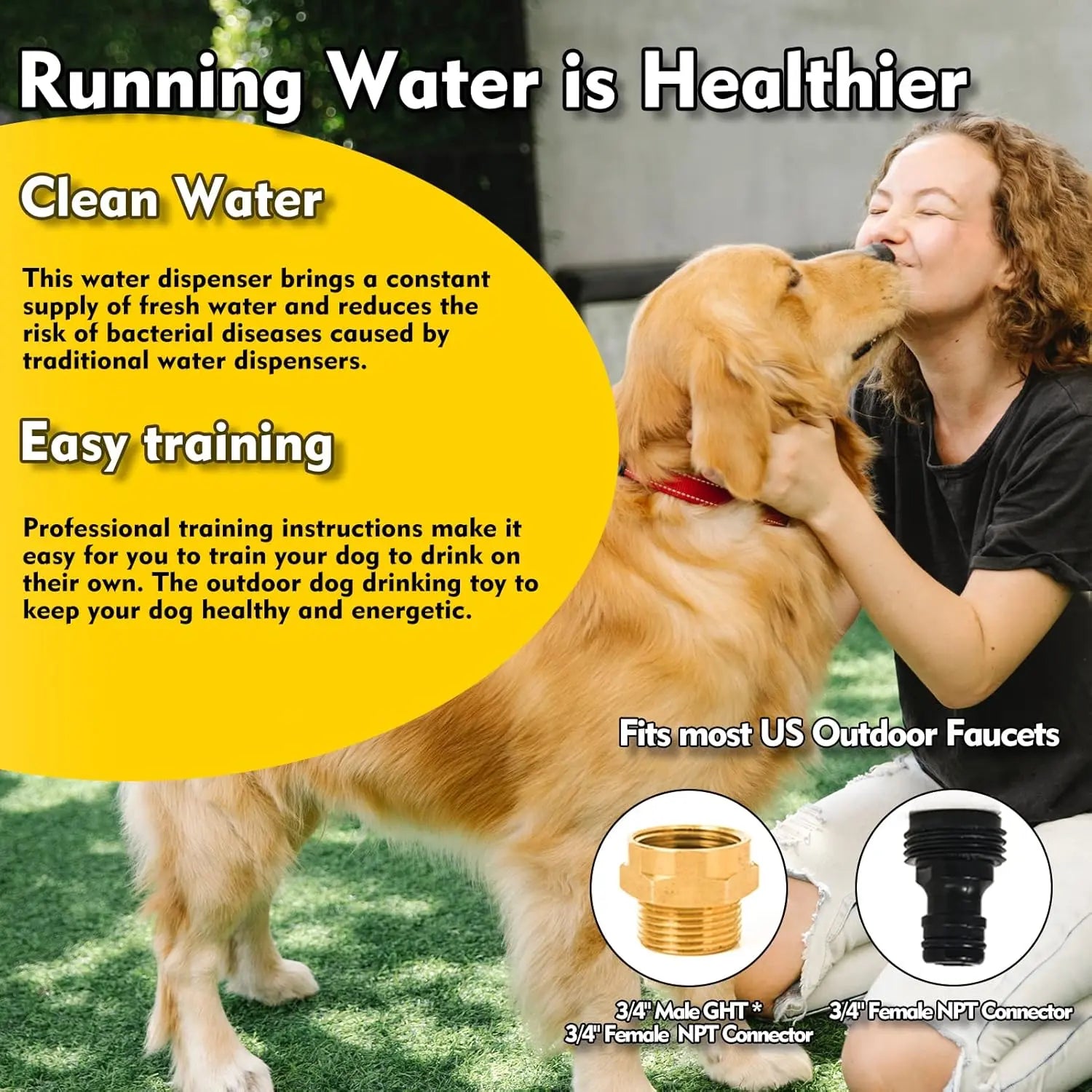Dog Water Fountain Outdoor Drinking Water Toy for Large Dogs, Paw Activated Water Fountain, Sprinkler Step On, Fun Dog Toys，Includes 304 Stainless Steel Dog Hose