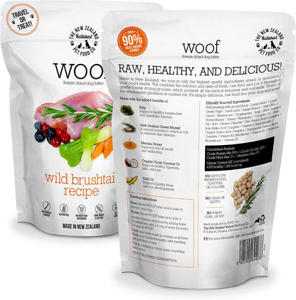 Woof Freeze Dried Dog Food - Wild Brushtail, High Protein, Complete Diet, Dog Treats, All Life Stages - 1.76 Oz