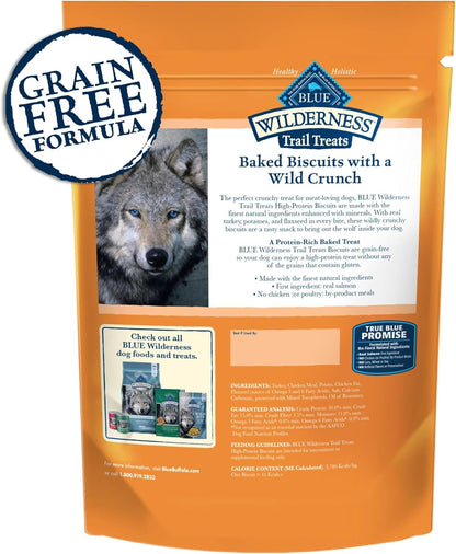 Wilderness Trail Treats High Protein Grain Free Dog Biscuits Crunchy Dog Treats, Turkey Recipe, 24-Oz Bag