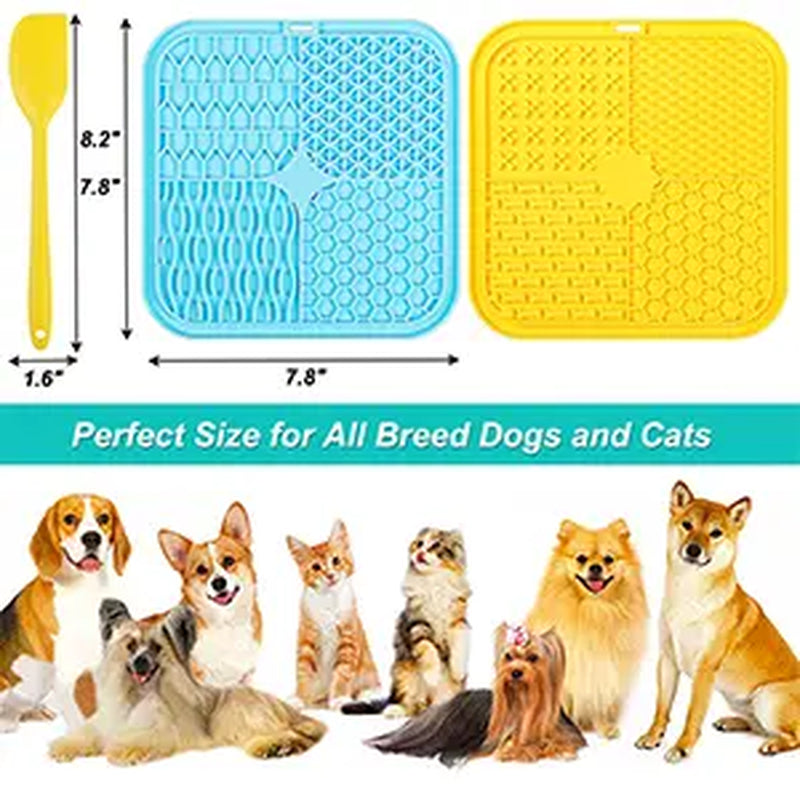 Licking Mat for Dogs and Cats, 2 Pack Lick Pad with Suction Cups for Keep Busy and Entertained, Dog Enrichment Toys for Reduce Boredom and Mental Stimulation
