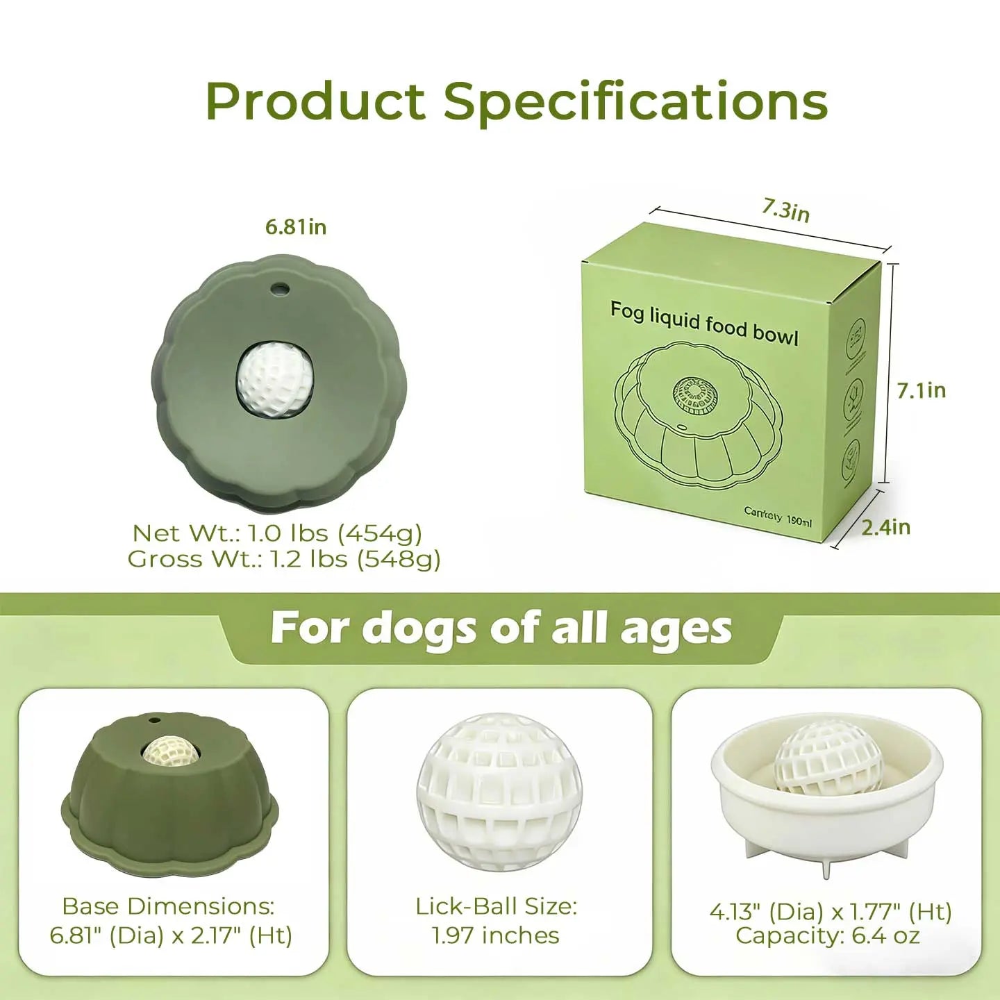 BOMUU Dog Liquid Slow Feeder and Lick Bowl with Ball for Oral Hygiene and Tongue Cleaning, Mess-Free Yogurt and Water Bowl for Enhanced Pet Enrichment