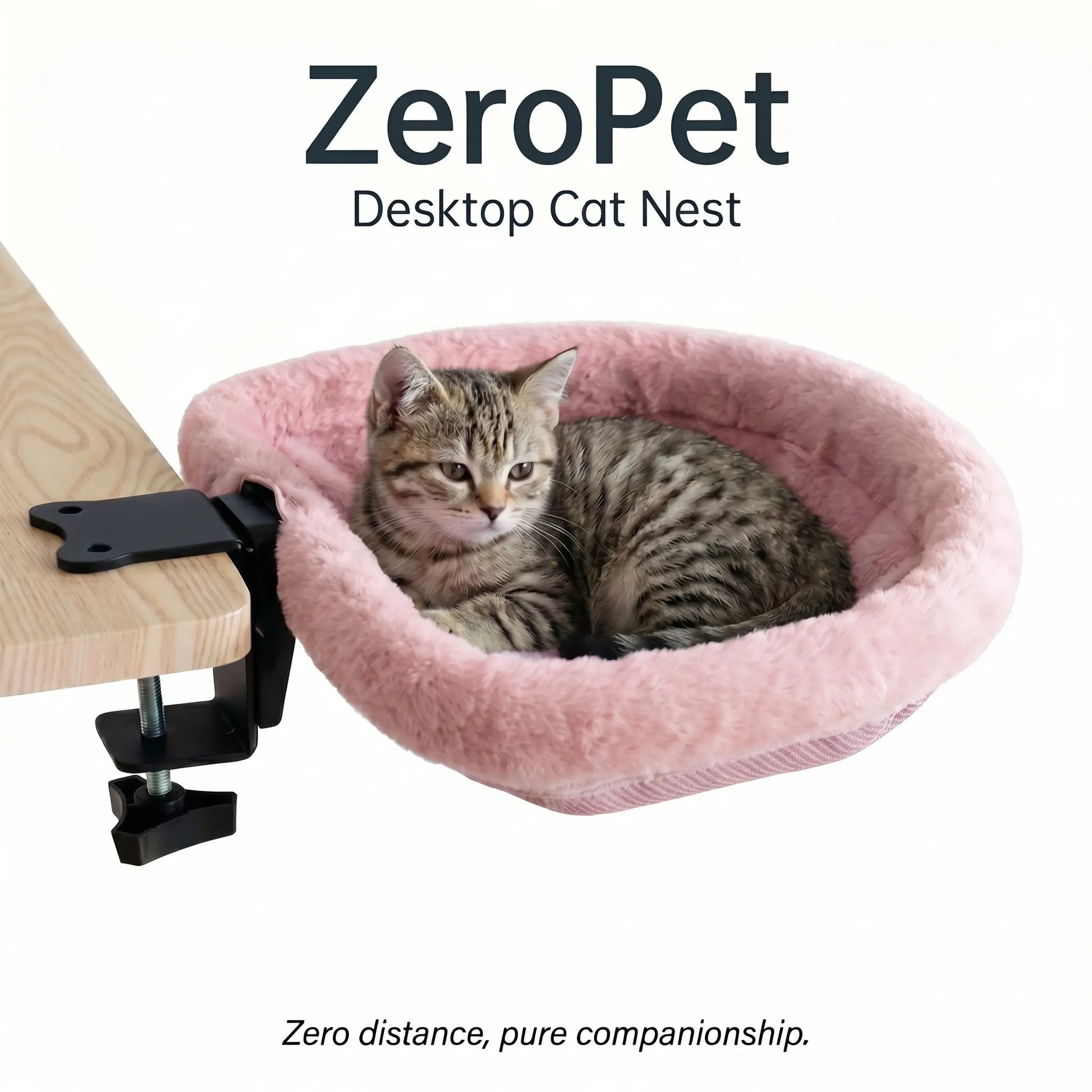 ZERO PET Cat Desk Hammock Bed - Rotating Cat Bed Fordesk or Table,Upgraded Clamp with Spongepad, Holds up to 45LBS, Soft & Sturdy Catnest for Indoor Cats Machine Washable