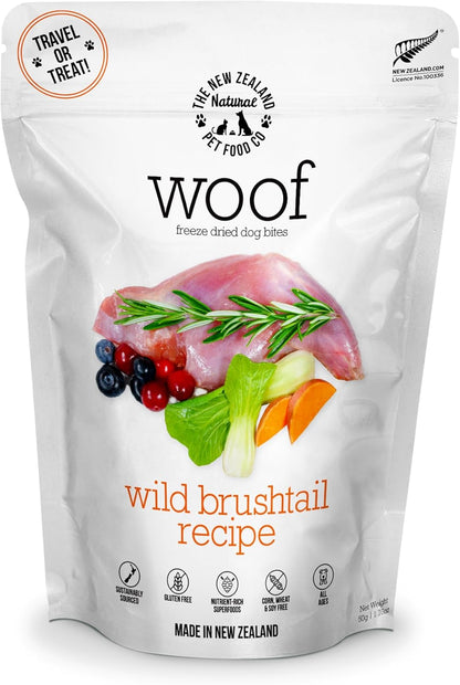 Woof Freeze Dried Dog Food - Wild Brushtail, High Protein, Complete Diet, Dog Treats, All Life Stages - 1.76 Oz